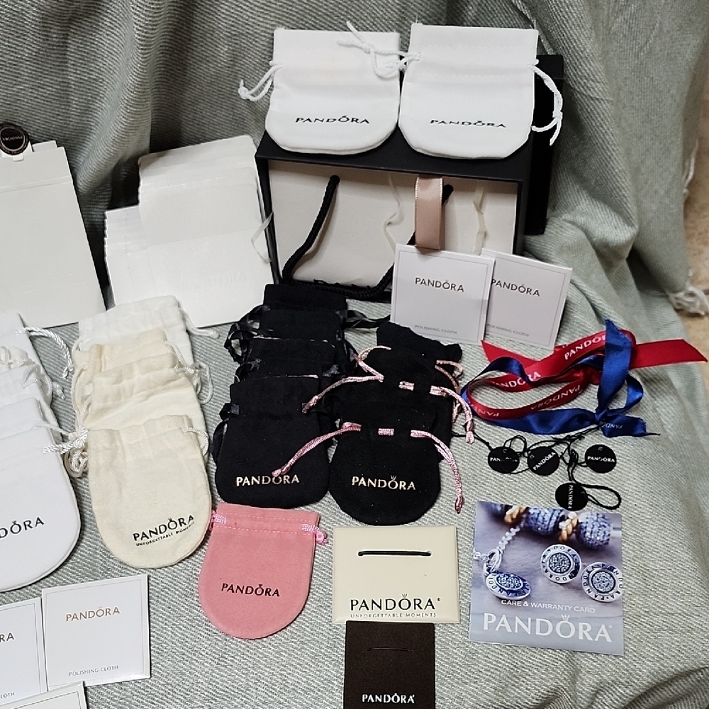 Pandora Assorted Jewelry Pouches in Black, White, and Pink